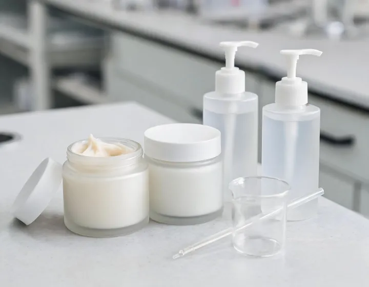 snail mucin moisturizer on a cosmetics bench, illustration only